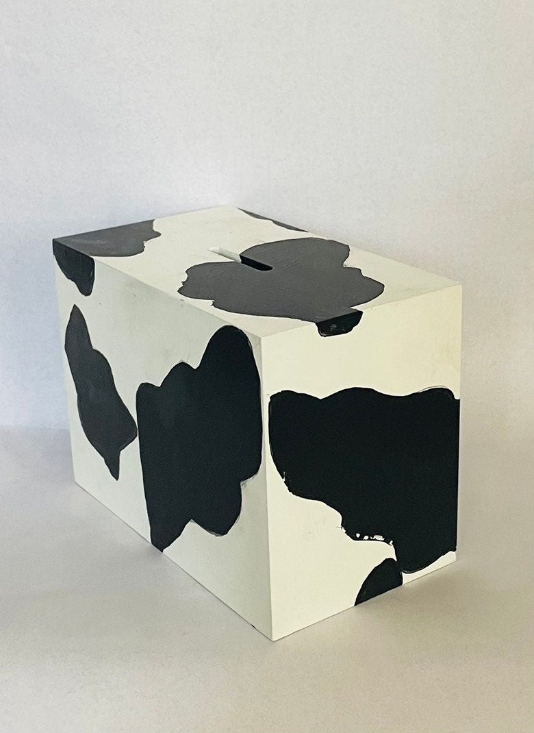 Personalised cow print money box