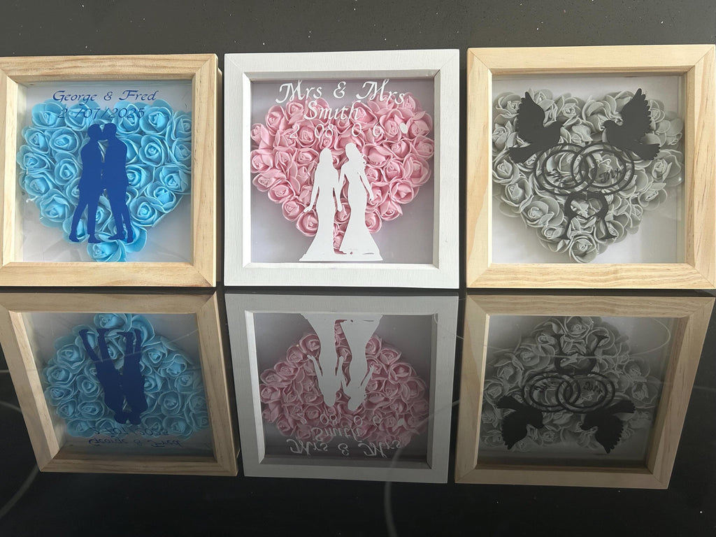 LGBTQ Gay Personalised wedding shadow box gift