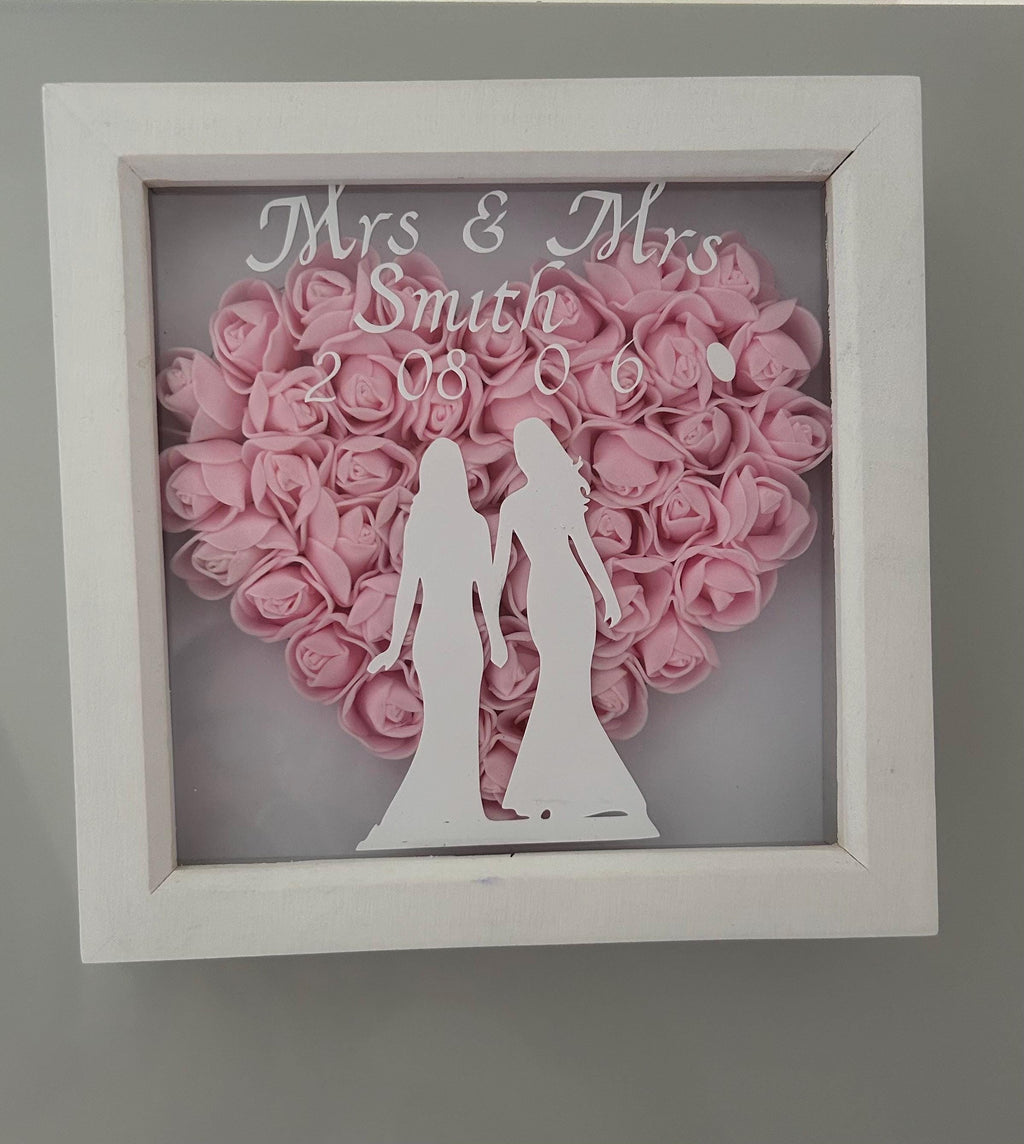 LGBTQ Lesbian  Personalised wedding shadow box gift