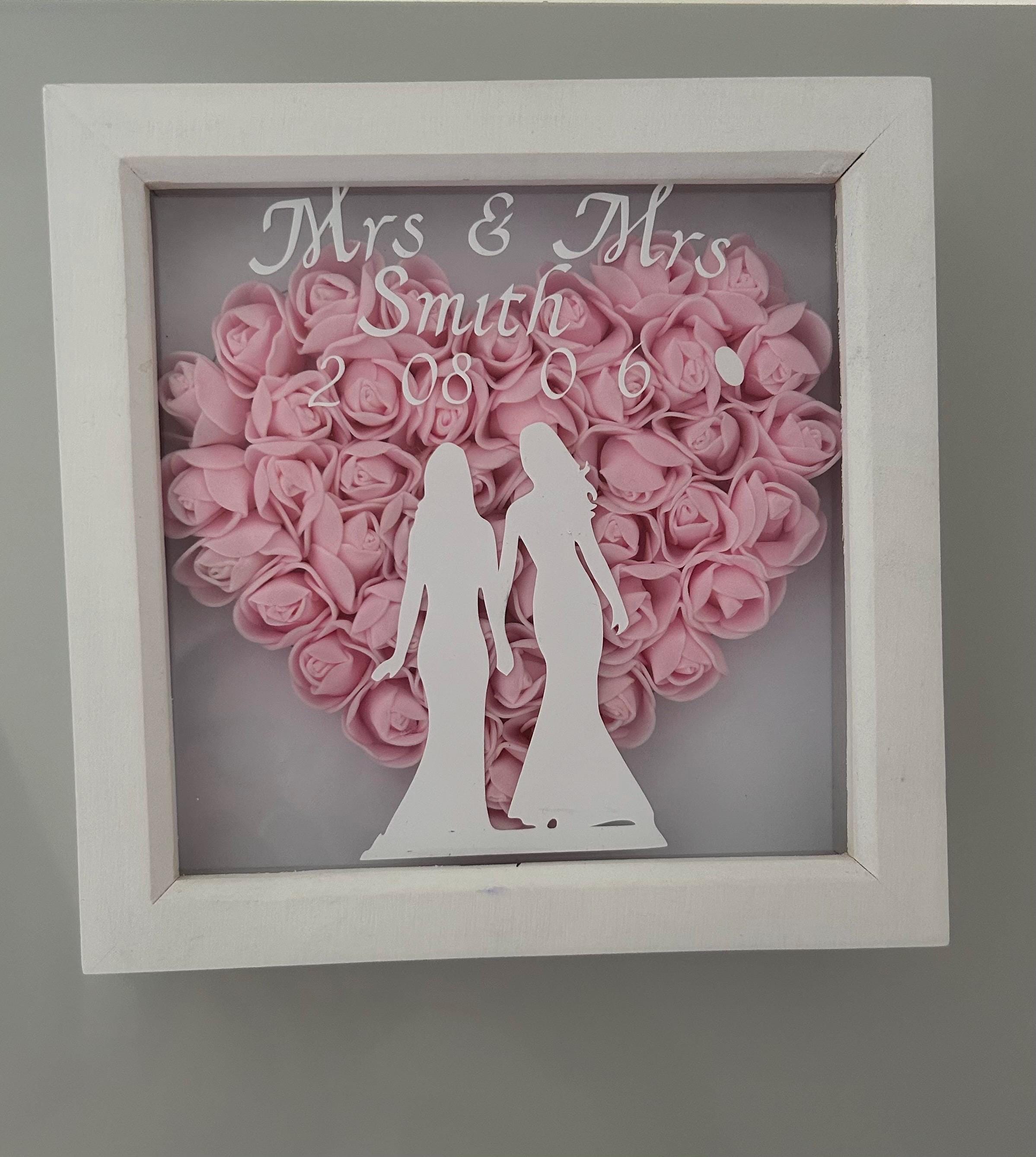 LGBTQ Lesbian  Personalised wedding shadow box gift