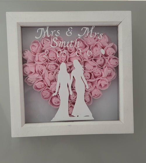 LGBTQ Lesbian  Personalised wedding shadow box gift