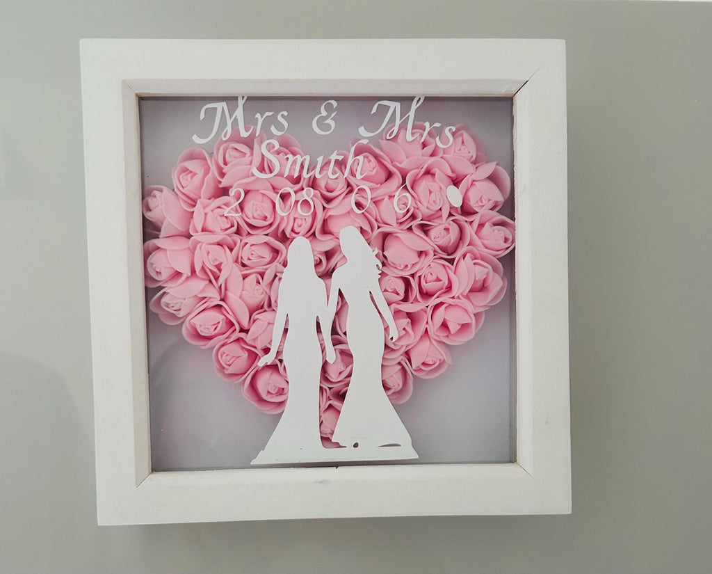 LGBTQ Lesbian  Personalised wedding shadow box gift