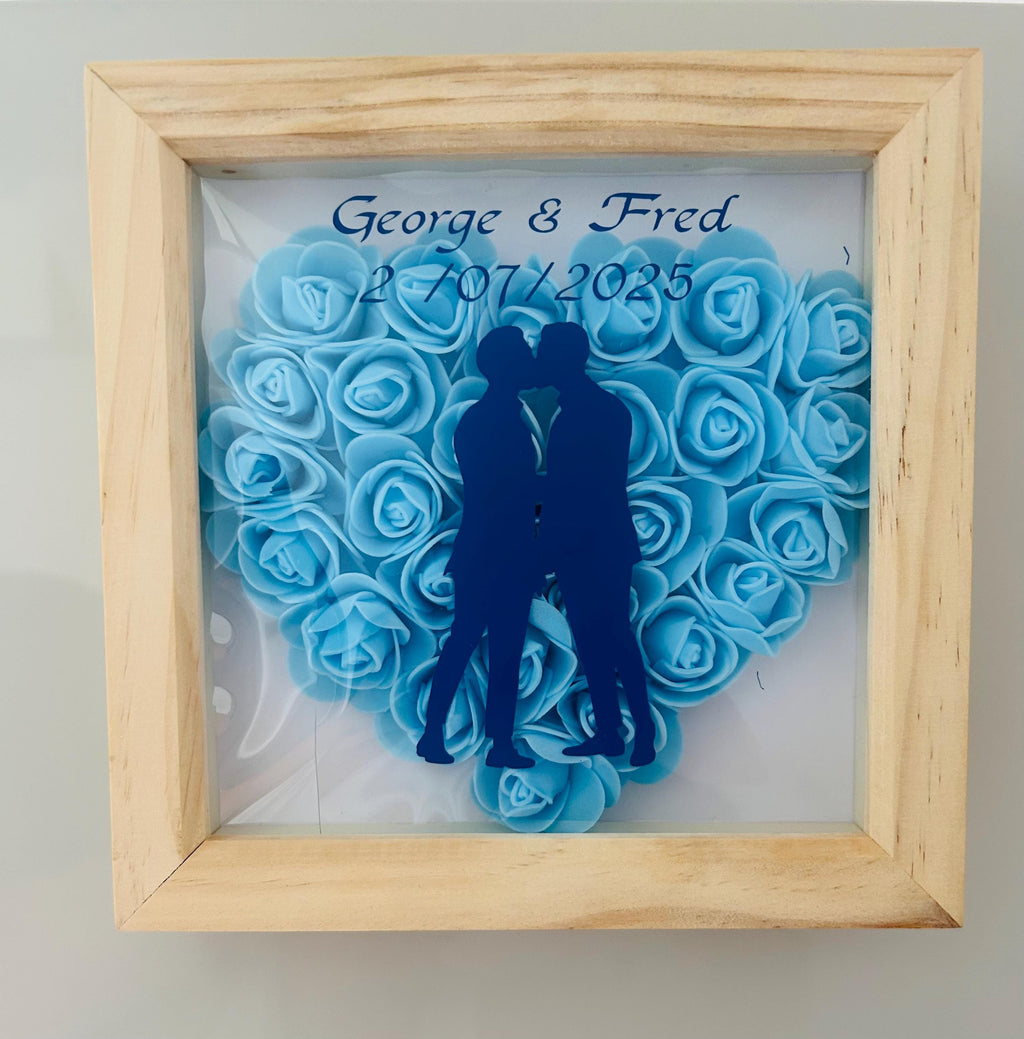 LGBTQ Gay Personalised wedding shadow box gift