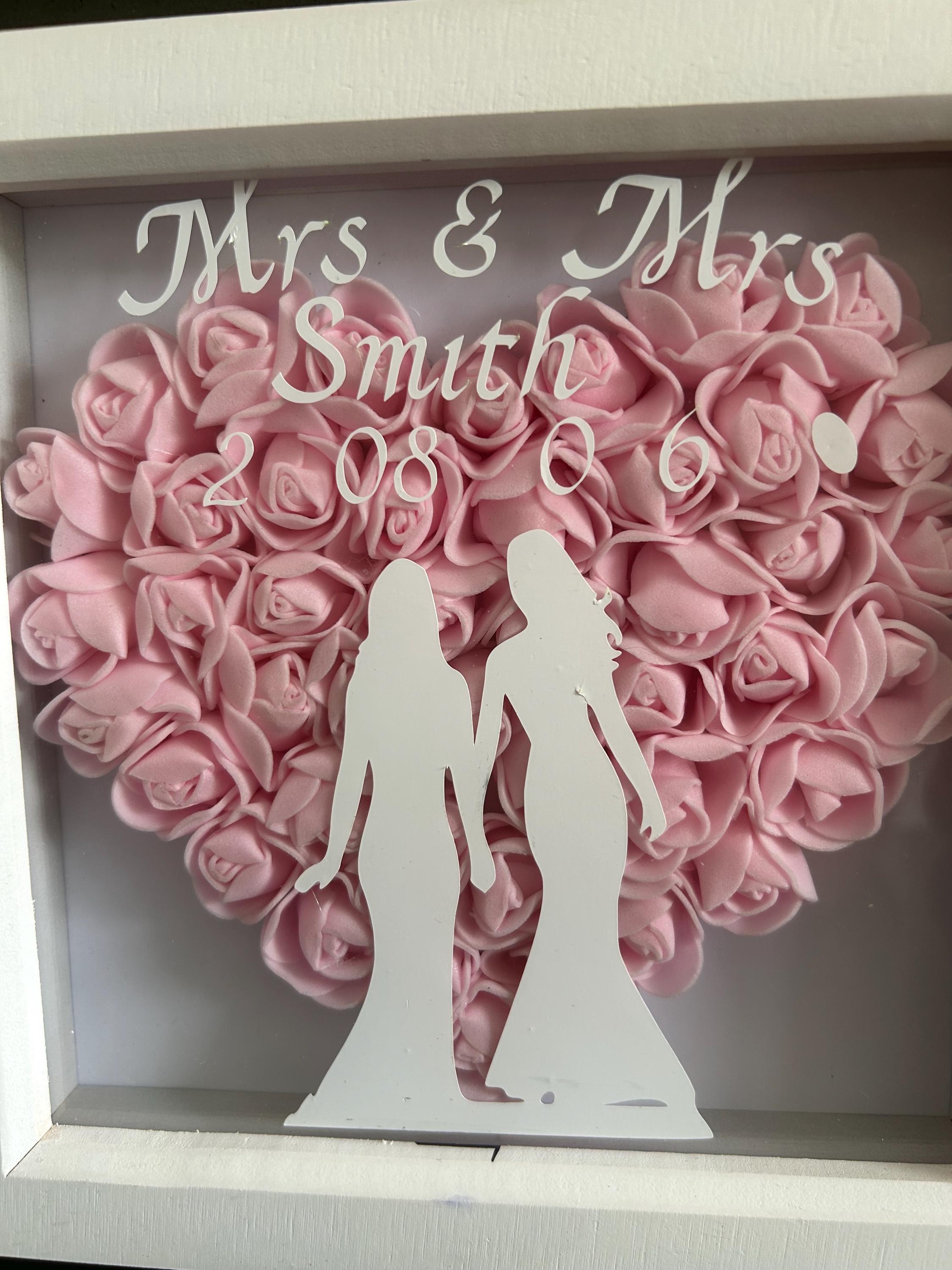 LGBTQ Lesbian  Personalised wedding shadow box gift