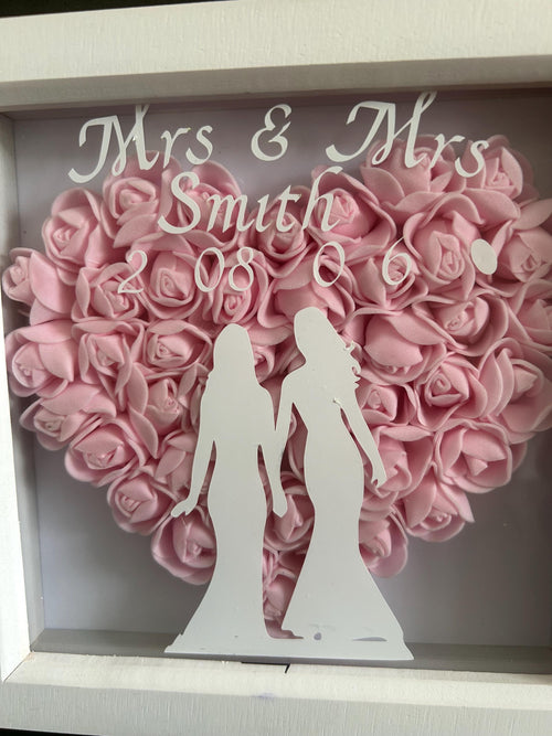 LGBTQ Lesbian  Personalised wedding shadow box gift