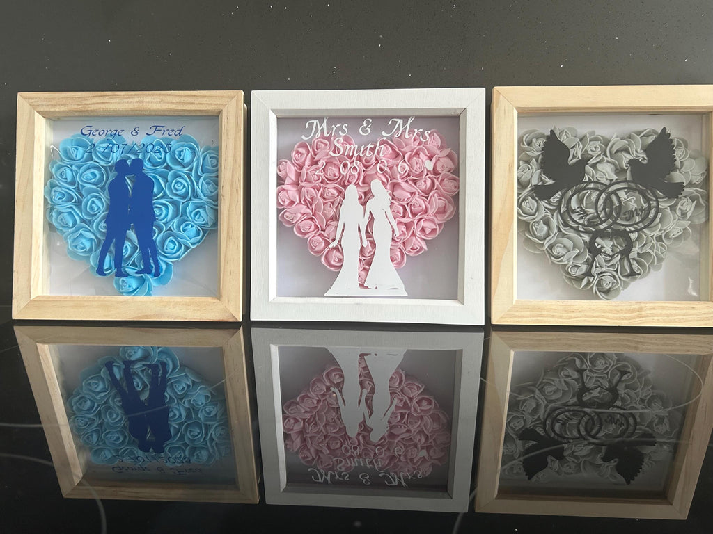 LGBTQ Lesbian  Personalised wedding shadow box gift