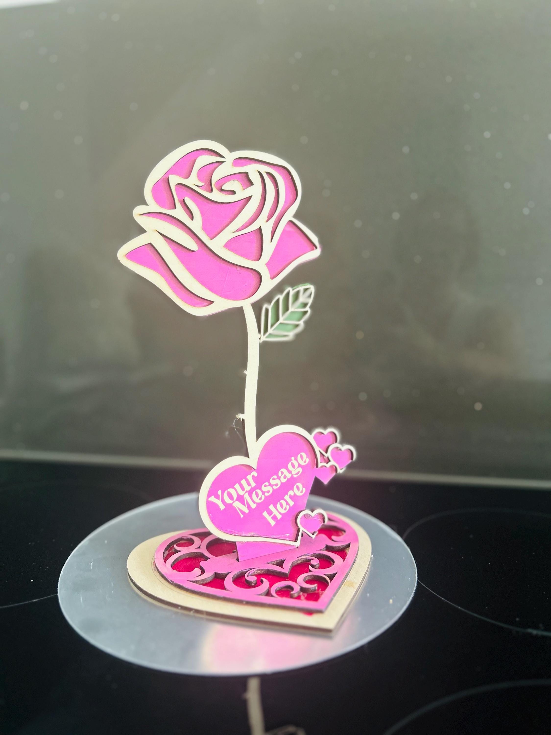 Personlised wooden forever rose with stand
