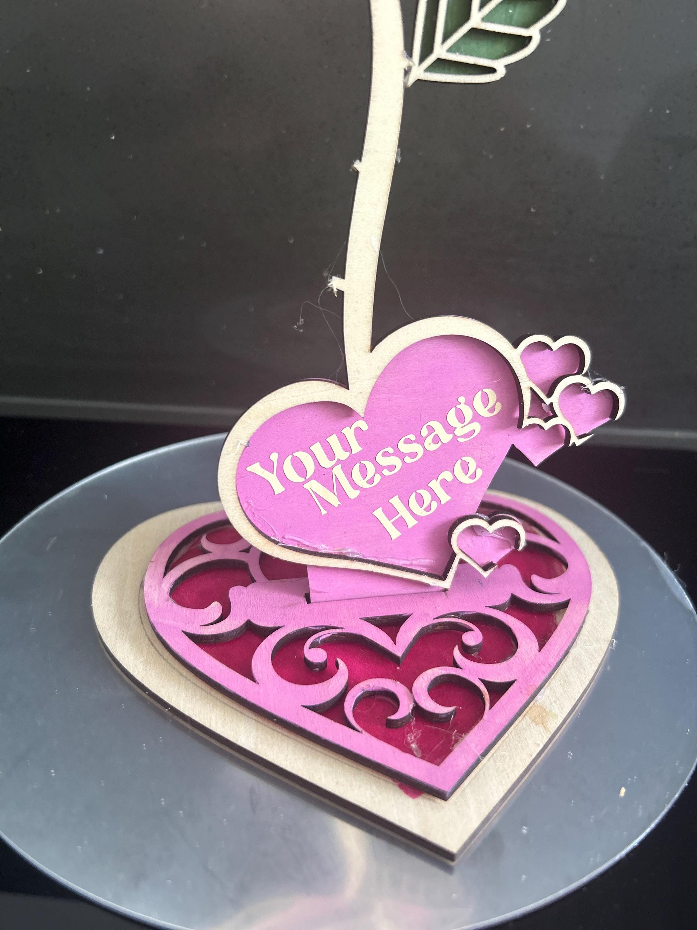 Personlised wooden forever rose with stand