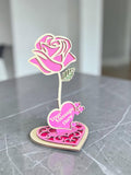 Personlised wooden forever rose with stand